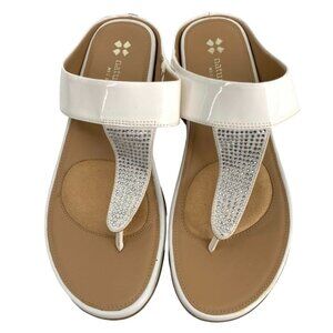 Naturalizer N5 Comfort Sandals Womens 6.5W  Wide White Sequin Bejeweled Summer